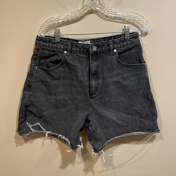 Abrand Jeans High Rise Black Gray Jean Denim Shorts - Picture 2 of 11
